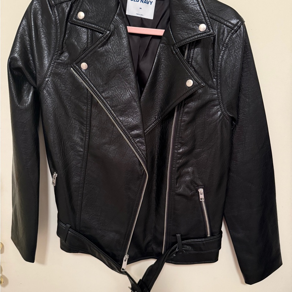 Old Navy Women's Black Leather Jacket